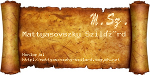 Mattyasovszky Szilárd névjegykártya